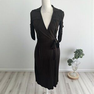 DIANE VON FURSTENBERG DVF Brown Signature Wrap Dress Size 2